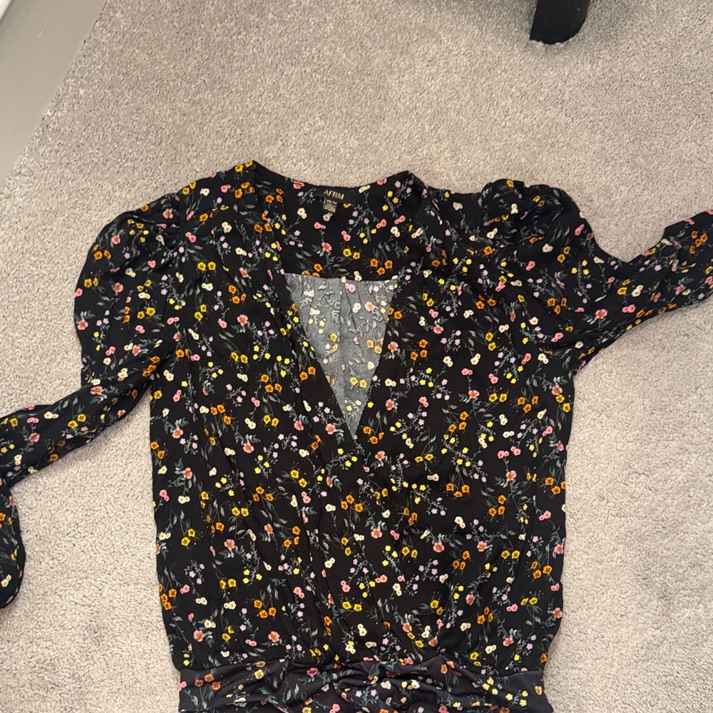 AFRM x Revolve Puff Sleeve Thong Bodysuit